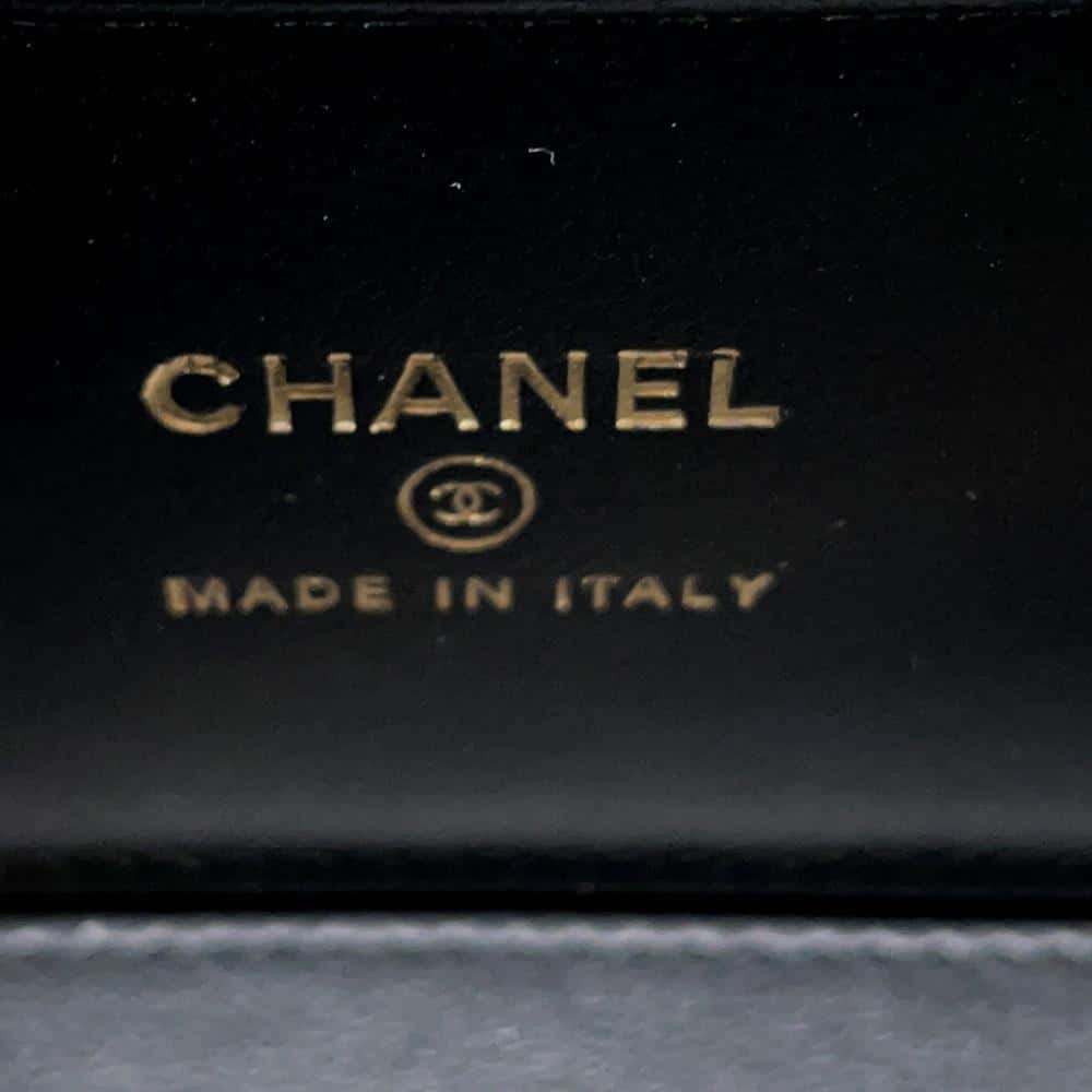 CHANEL Chain logo handle vanity bag Black Caviar Leather