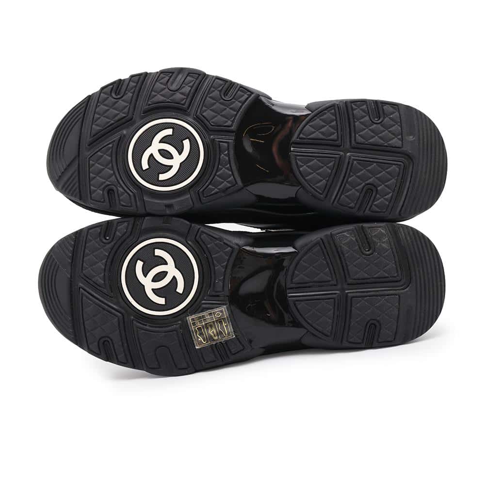 CHANEL CC Logo Sneakers BlackG33745 Suede Fabric Leather Size 37