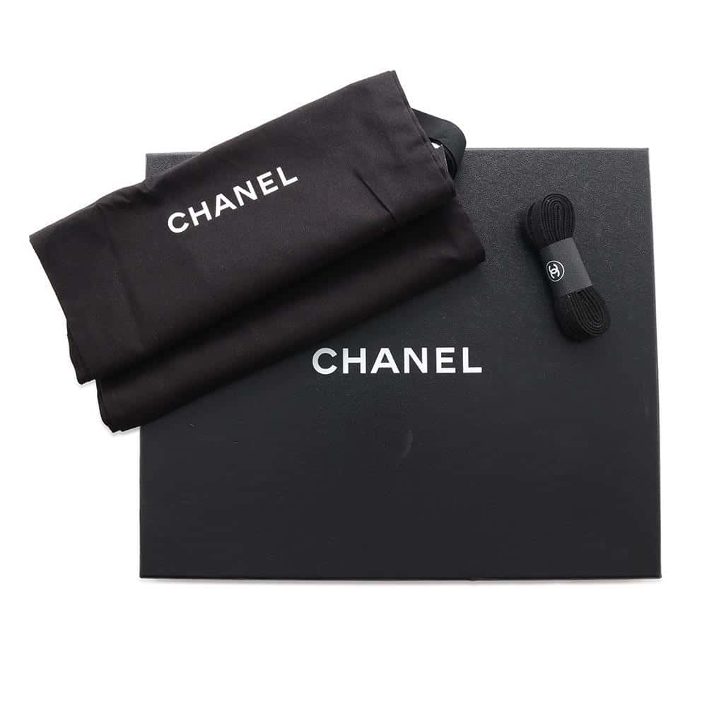 CHANEL CC Logo Sneakers BlackG33745 Suede Fabric Leather Size 37
