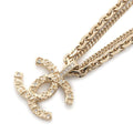 CHANEL CC Logo Necklace Champagne Gold Metal Rhinestone