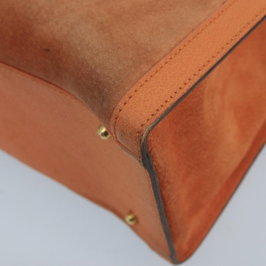 GUCCI Bamboo Hand Bag Suede Leather Orange Gold 002 2853 0260 0 100774