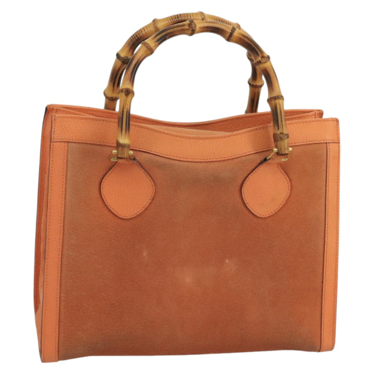 GUCCI Bamboo Hand Bag Suede Leather Orange Gold 002 2853 0260 0 100774
