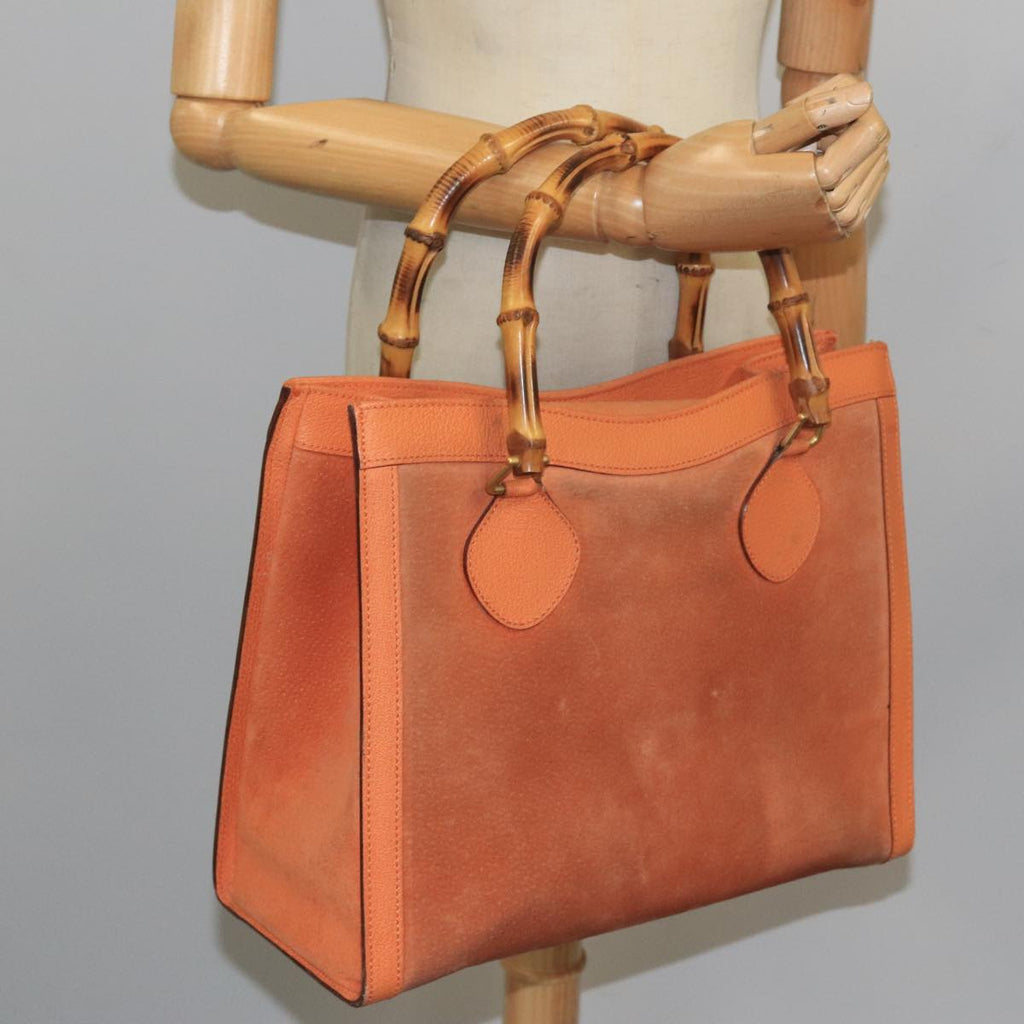 GUCCI Bamboo Hand Bag Suede Leather Orange Gold 002 2853 0260 0 100774