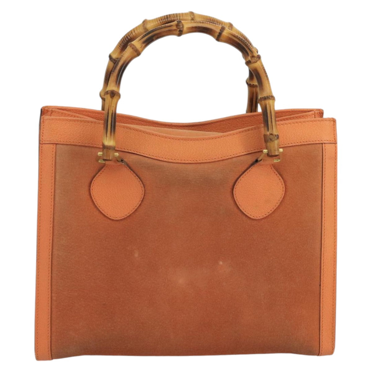 GUCCI Bamboo Hand Bag Suede Leather Orange Gold 002 2853 0260 0 100774