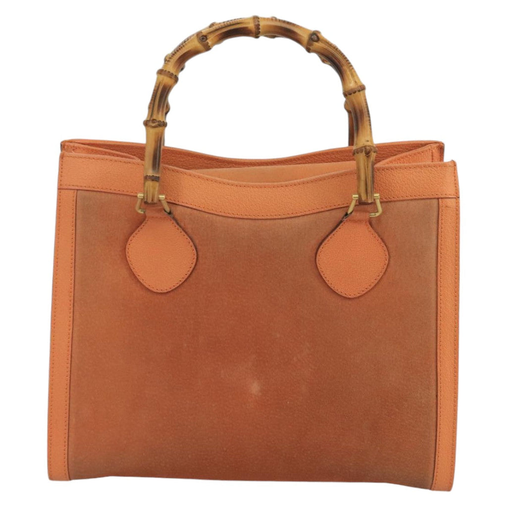 GUCCI Bamboo Hand Bag Suede Leather Orange Gold 002 2853 0260 0 100774