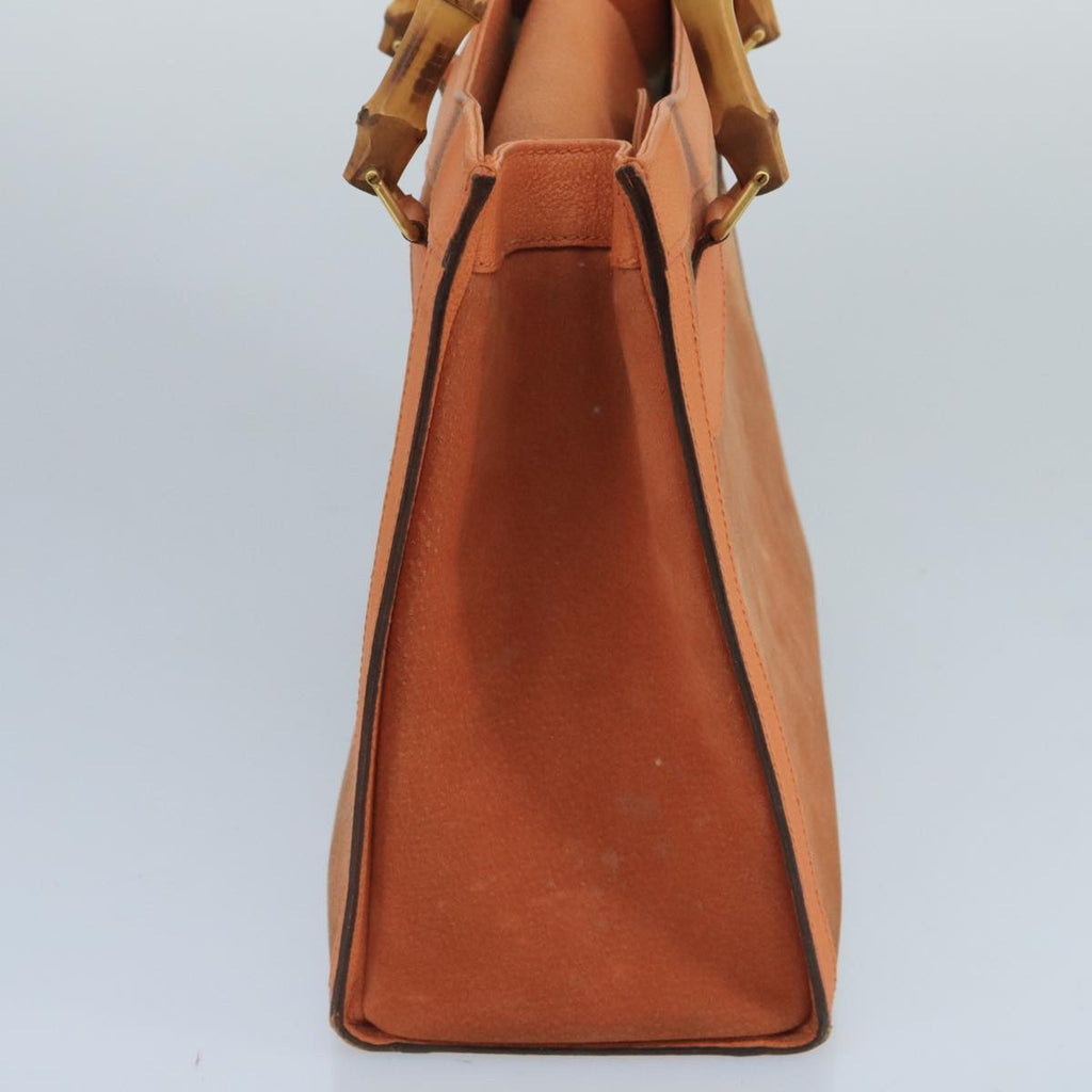 GUCCI Bamboo Hand Bag Suede Leather Orange Gold 002 2853 0260 0 100774
