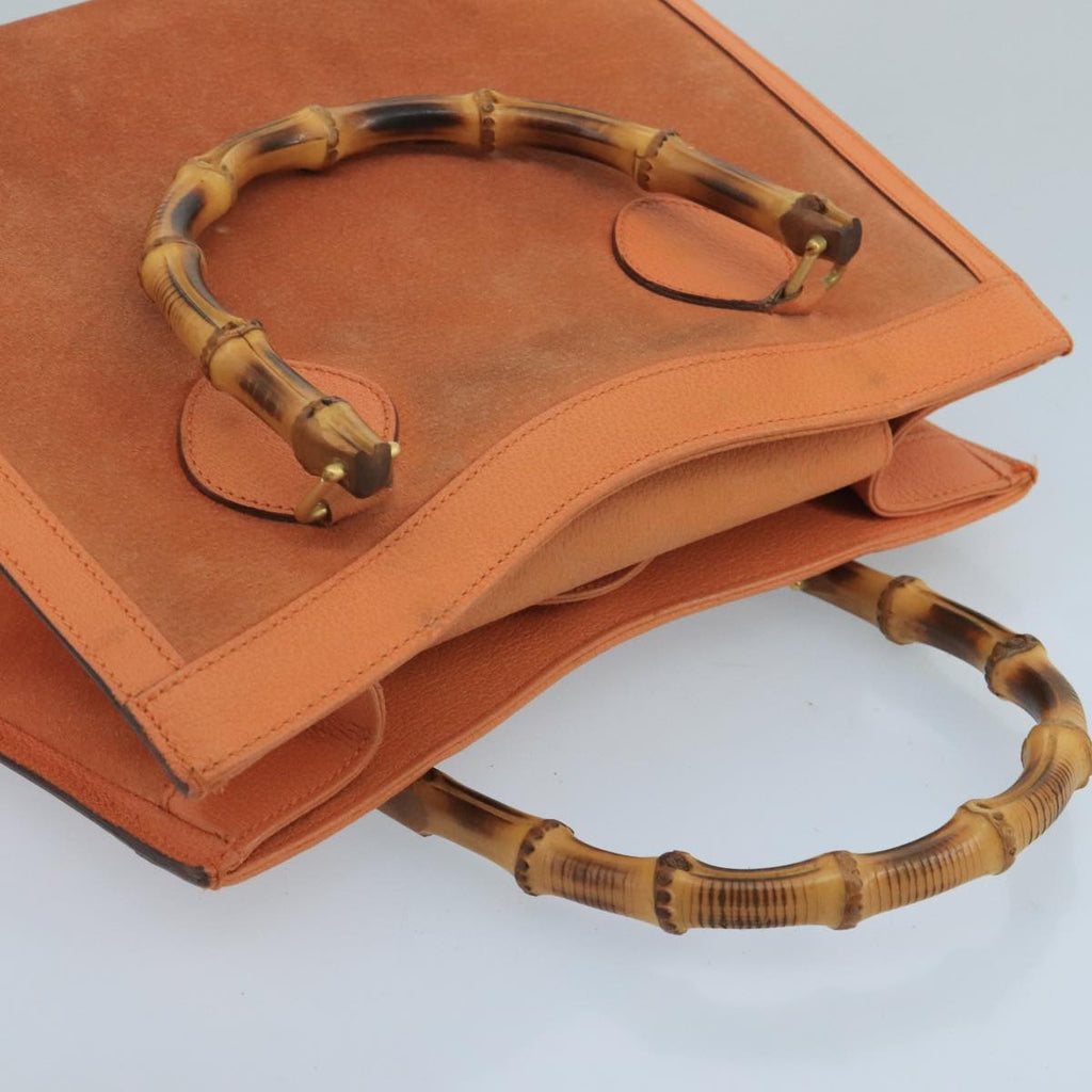 GUCCI Bamboo Hand Bag Suede Leather Orange Gold 002 2853 0260 0 100774