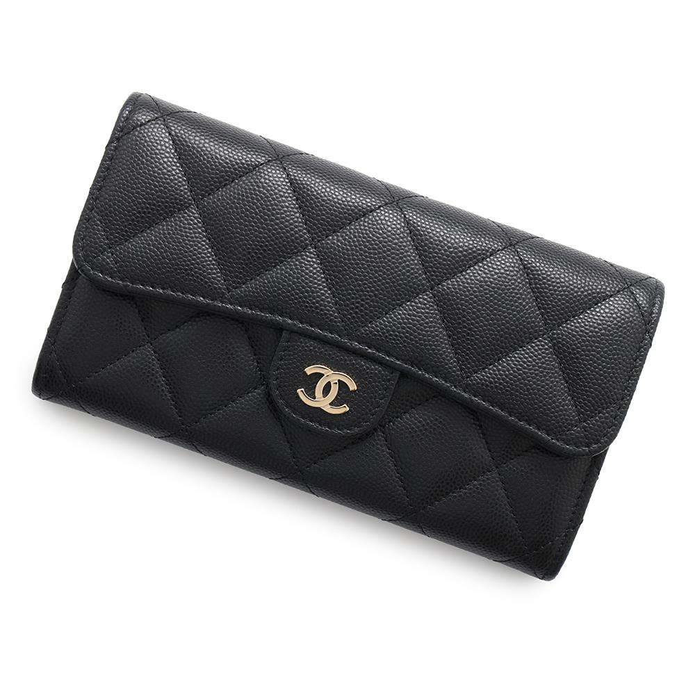 CHANEL Matelasse flap wallet BlackAP1000 Caviar Leather