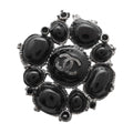 CHANEL CC Logo Brooch Black Metal  Rhinestone