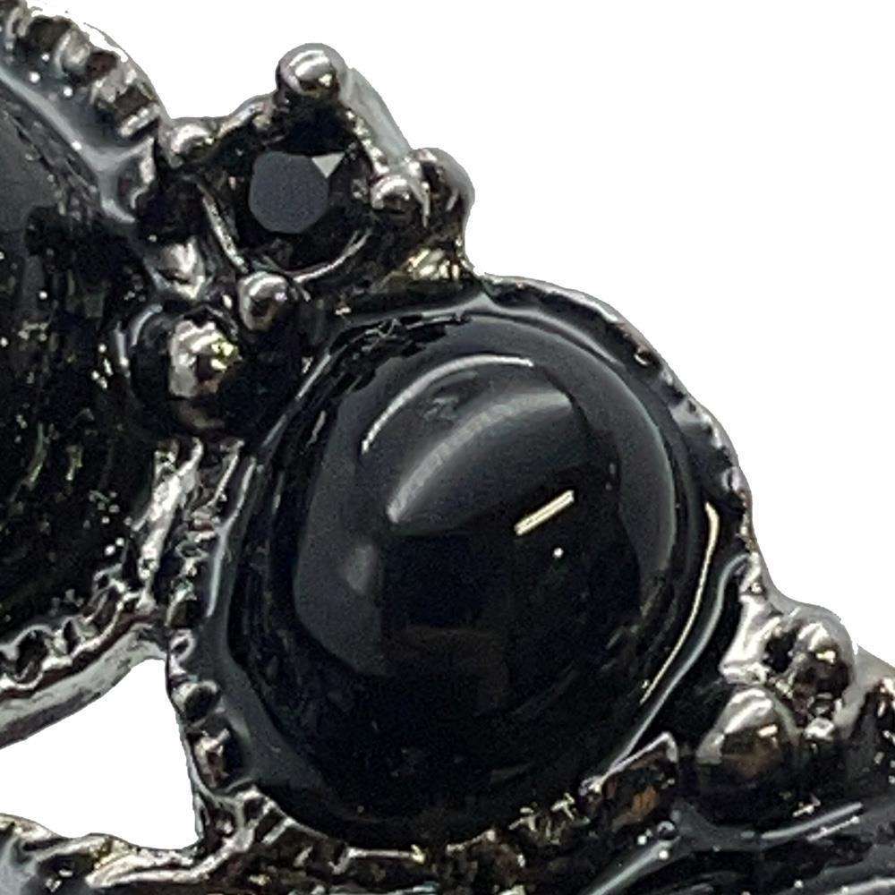 CHANEL CC Logo Brooch Black Metal  Rhinestone