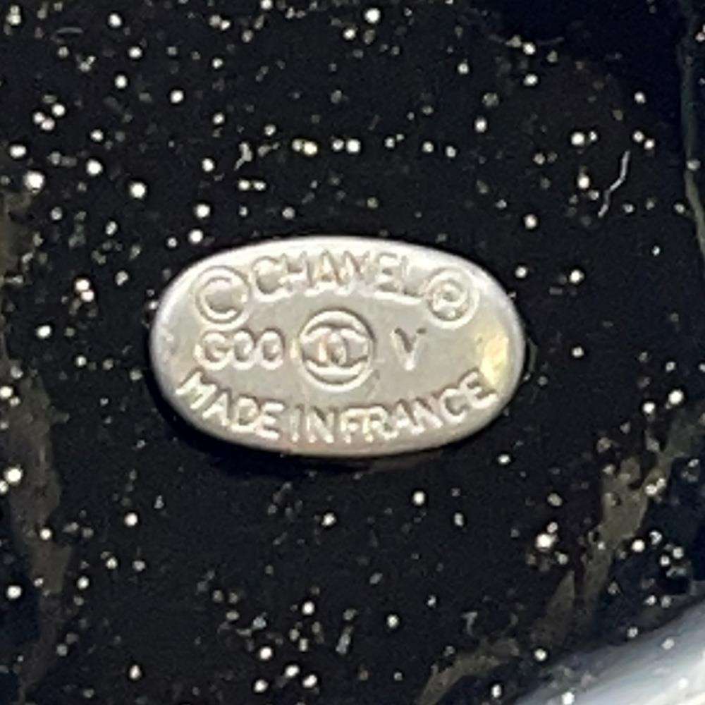 CHANEL CC Logo Brooch Black Metal  Rhinestone