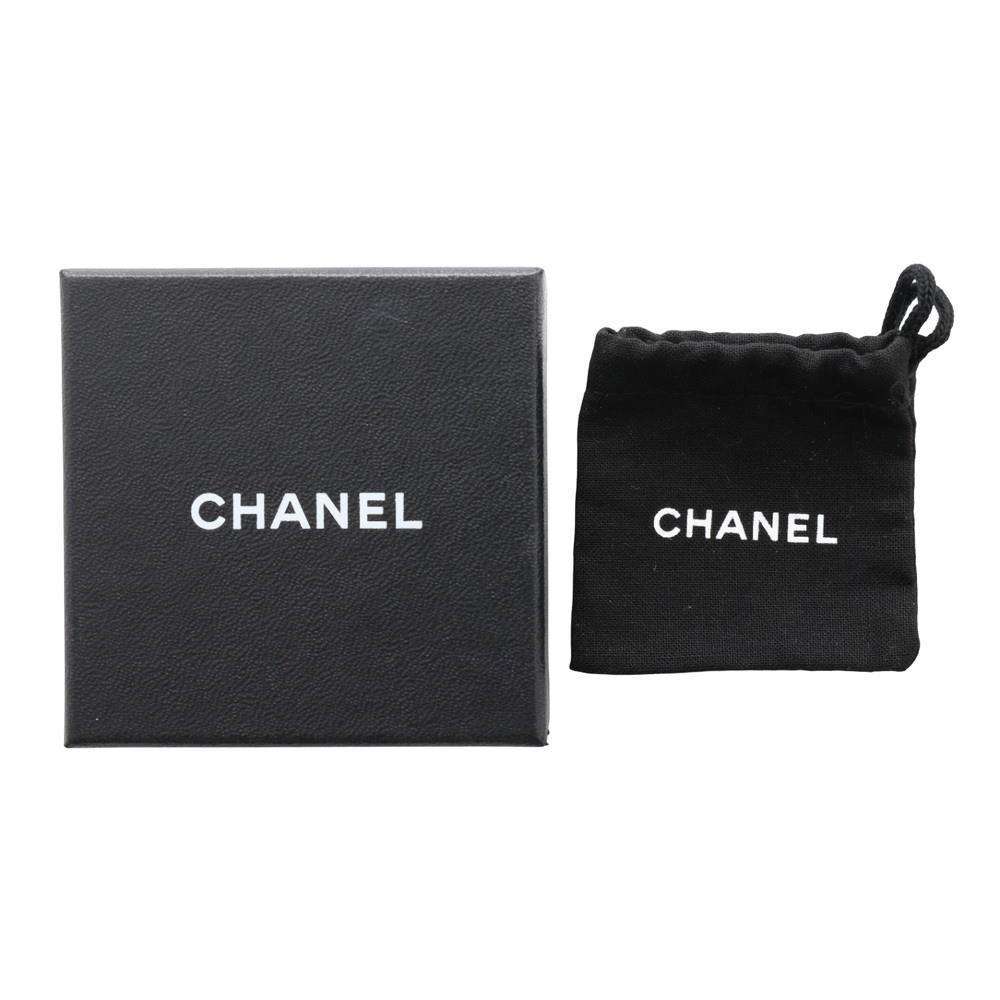 CHANEL CC Logo Brooch Black Metal  Rhinestone