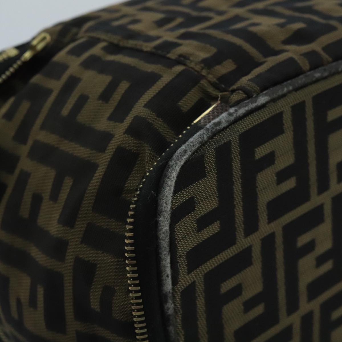 FENDI Zucca Canvas Vanity Pouch Brown Black gold 100790