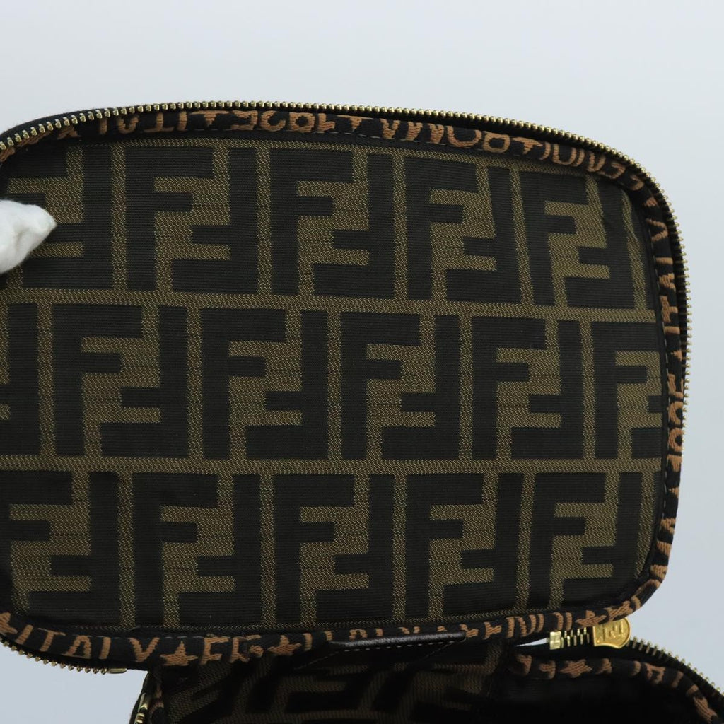 FENDI Zucca Canvas Vanity Pouch Brown Black gold 100790