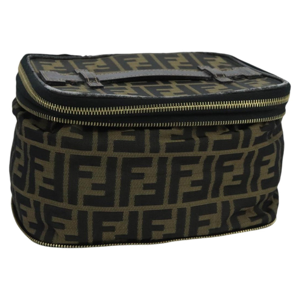 FENDI Zucca Canvas Vanity Pouch Brown Black gold 100790