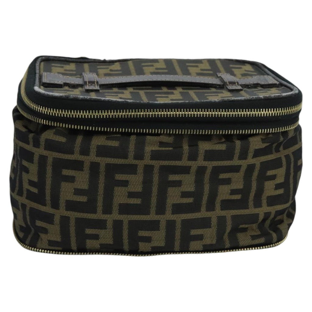 FENDI Zucca Canvas Vanity Pouch Brown Black gold 100790