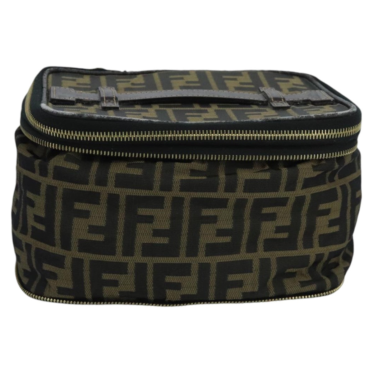 FENDI Zucca Canvas Vanity Pouch Brown Black gold 100790
