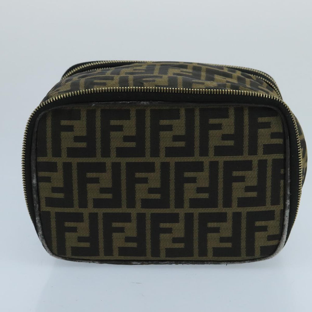 FENDI Zucca Canvas Vanity Pouch Brown Black gold 100790
