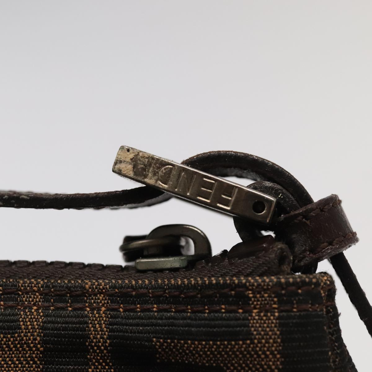 FENDI Zucca Canvas Pouch Brown Black 100791