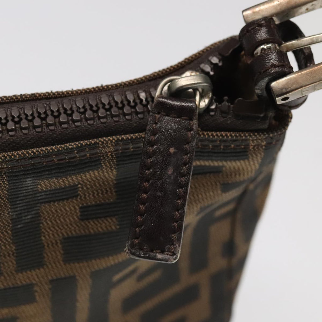 FENDI Zucca Canvas Pouch Brown Black 100791