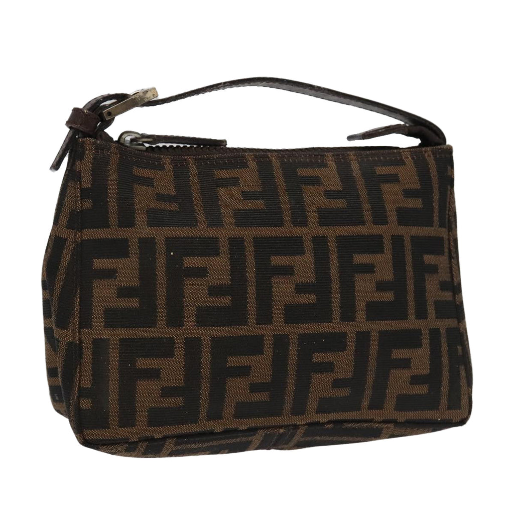 FENDI Zucca Canvas Pouch Brown Black 100791