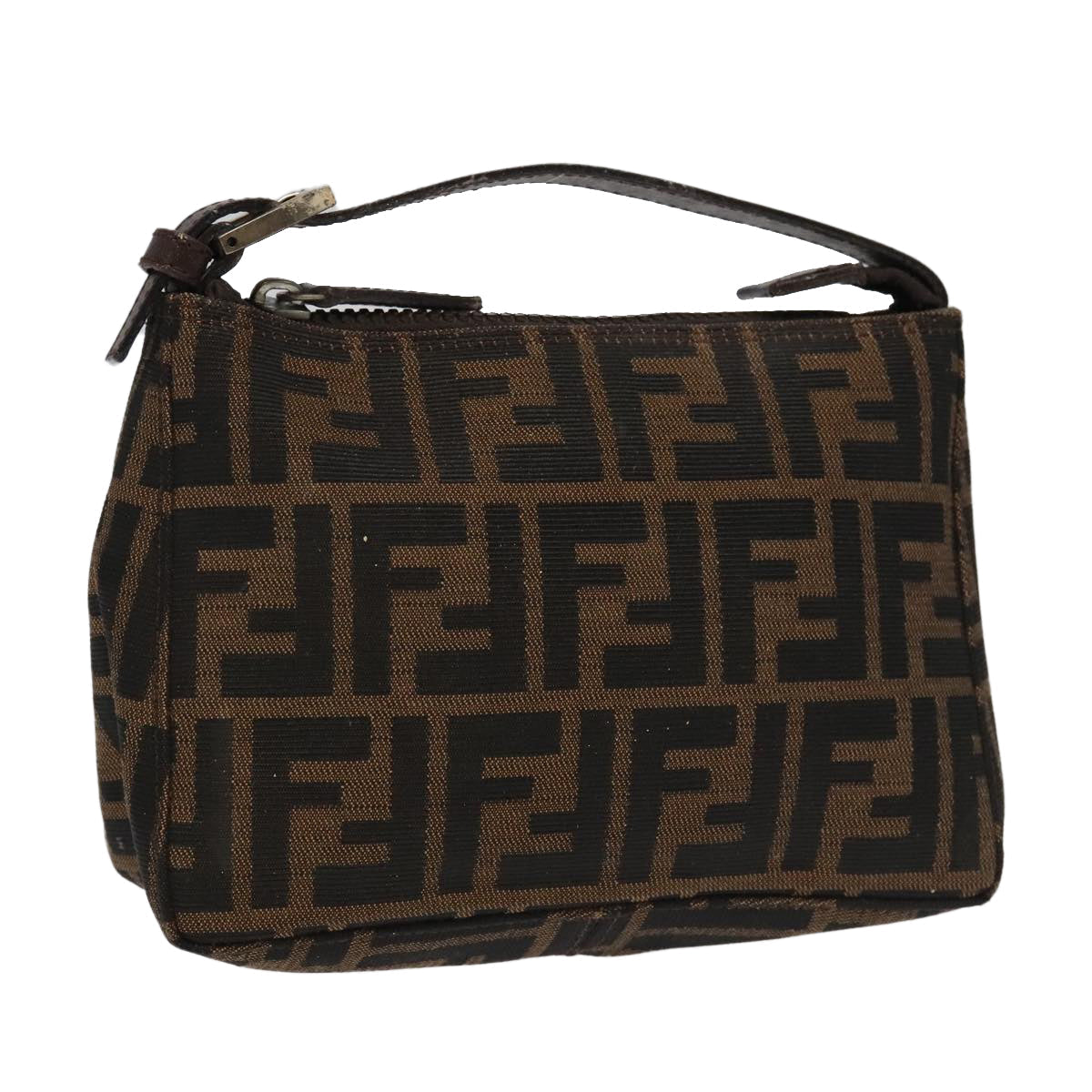 FENDI Zucca Canvas Pouch Brown Black 100791