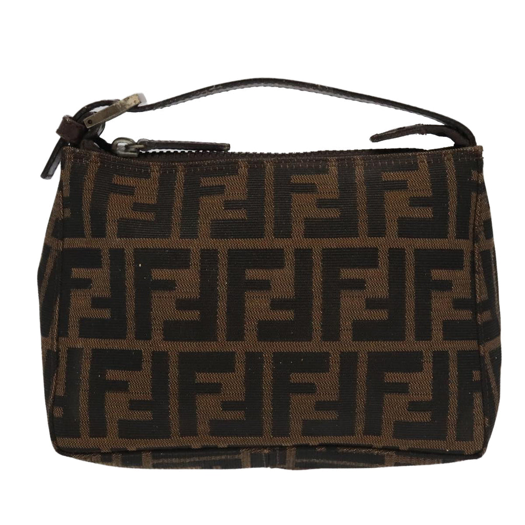FENDI Zucca Canvas Pouch Brown Black 100791