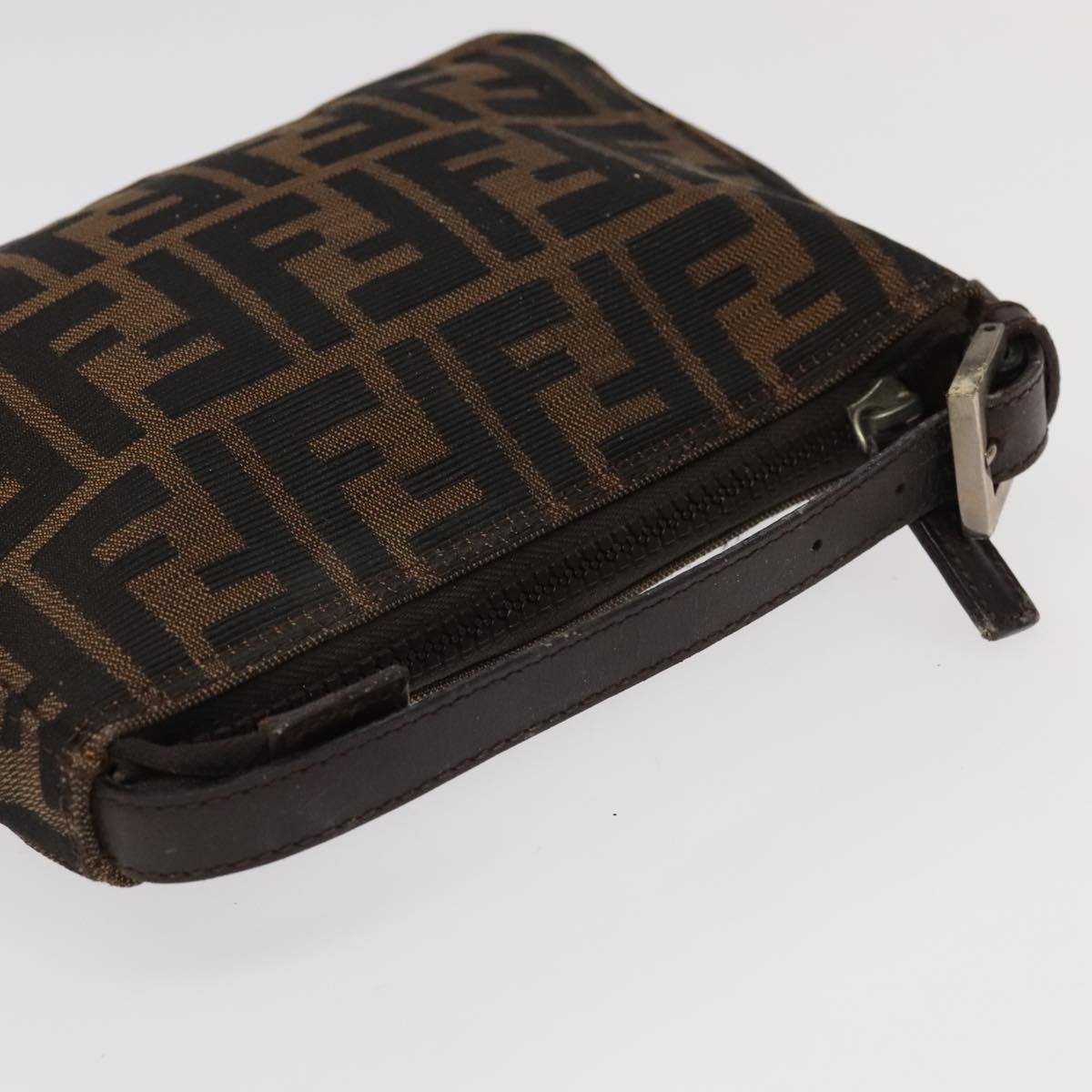 FENDI Zucca Canvas Pouch Brown Black 100791