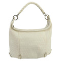 FENDI Zucchino Canvas Shoulder Bag White 100795