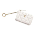 CHANEL Matelasse Zip Keychain WhiteAP0221 Caviar Leather