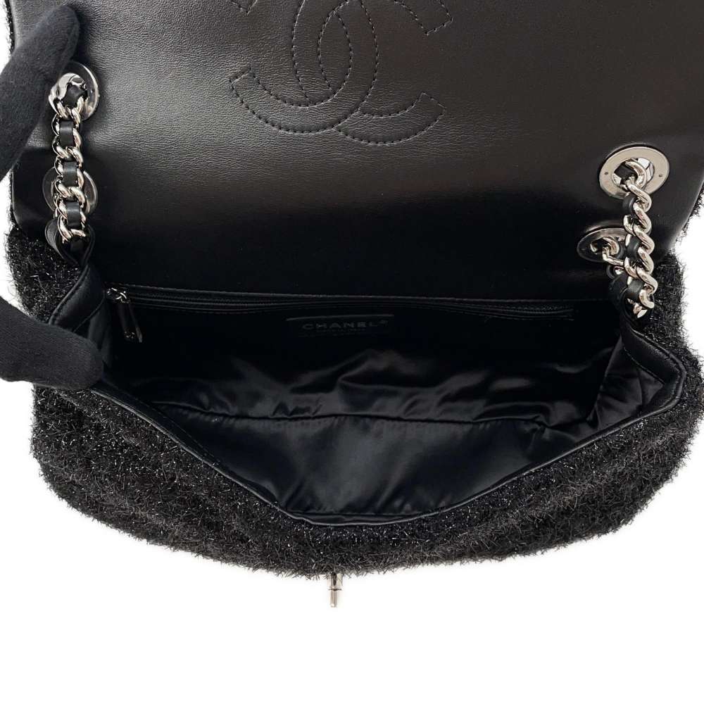 CHANEL Matelasse ChainShoulder Bag Pool Toe Glitter BlackA91984 Lambskin Mix Fiber Size 25