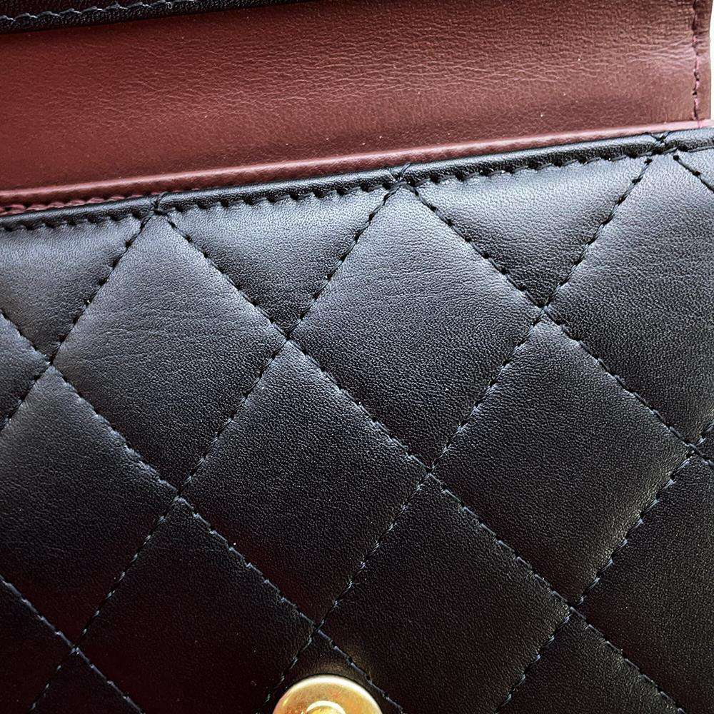CHANEL Trifold wallet Black Calf Leather