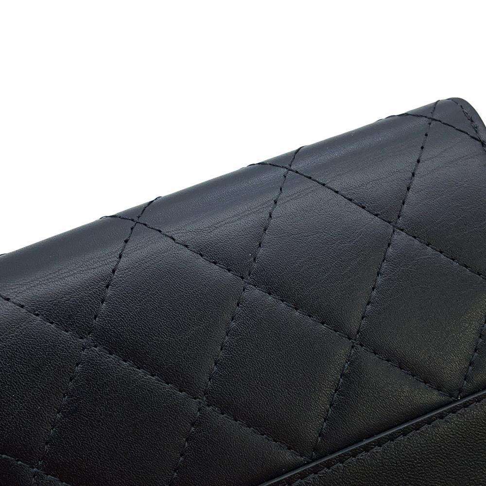 CHANEL Trifold wallet Black Calf Leather