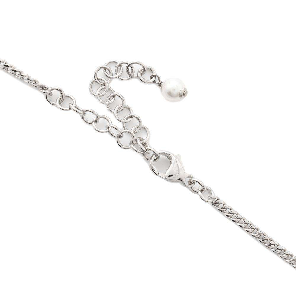 CHANEL CC Logo Heart Necklace SilverABB616 Faux Pearl  Rhinestone Metal