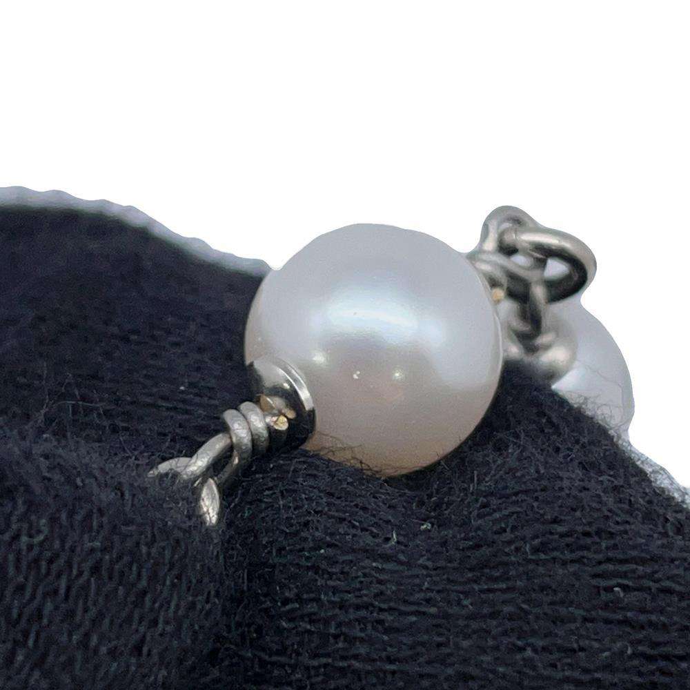 CHANEL CC Logo Heart Necklace SilverABB616 Faux Pearl  Rhinestone Metal