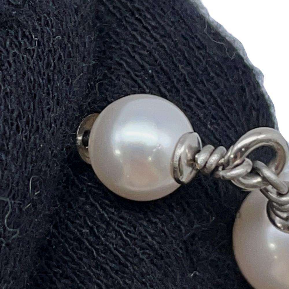 CHANEL CC Logo Heart Necklace SilverABB616 Faux Pearl  Rhinestone Metal