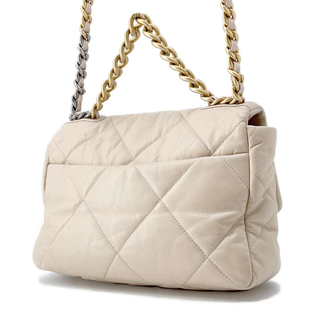 CHANEL CHANEL 19 ChainShoulder Bag BeigeAS1161 Lambskin Size Large