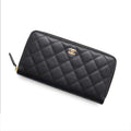 CHANEL Matelasse Zip Around Chozai Cloth BlackA50097 Caviar Leather
