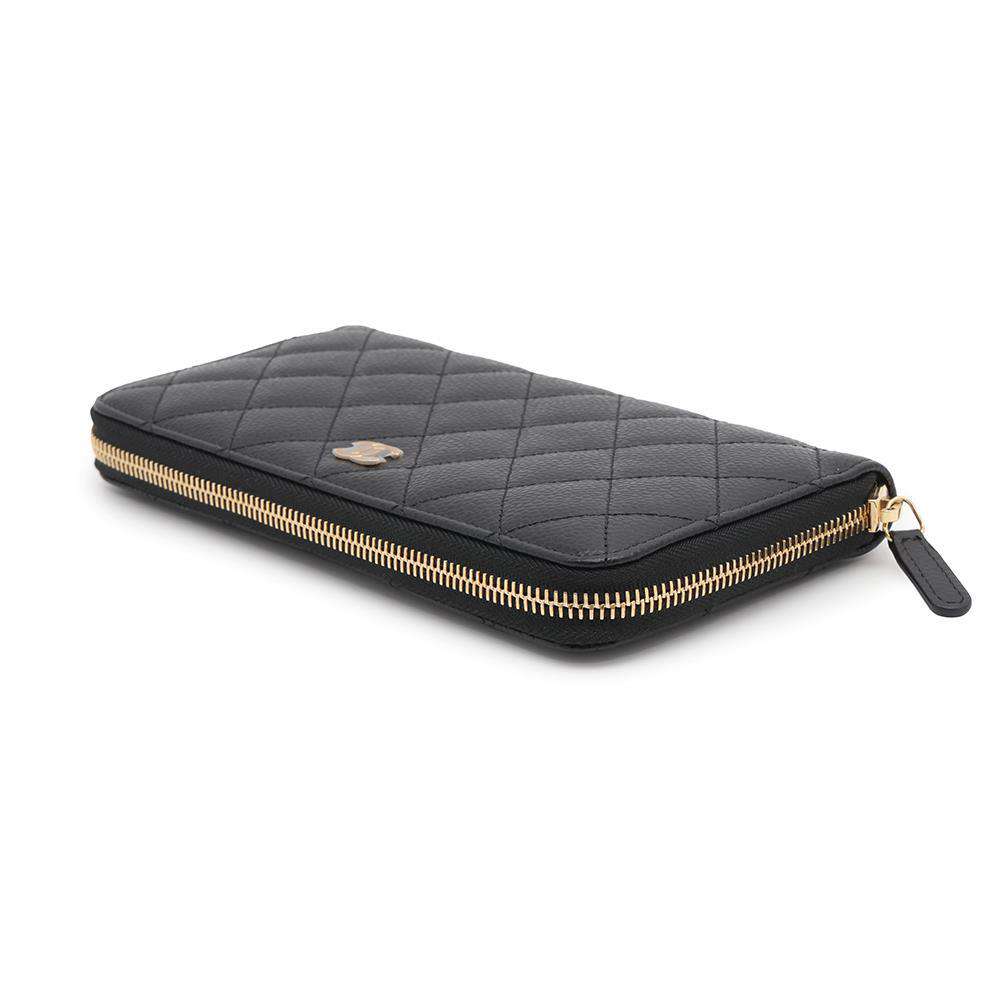 CHANEL Matelasse Zip Around Chozai Cloth BlackA50097 Caviar Leather