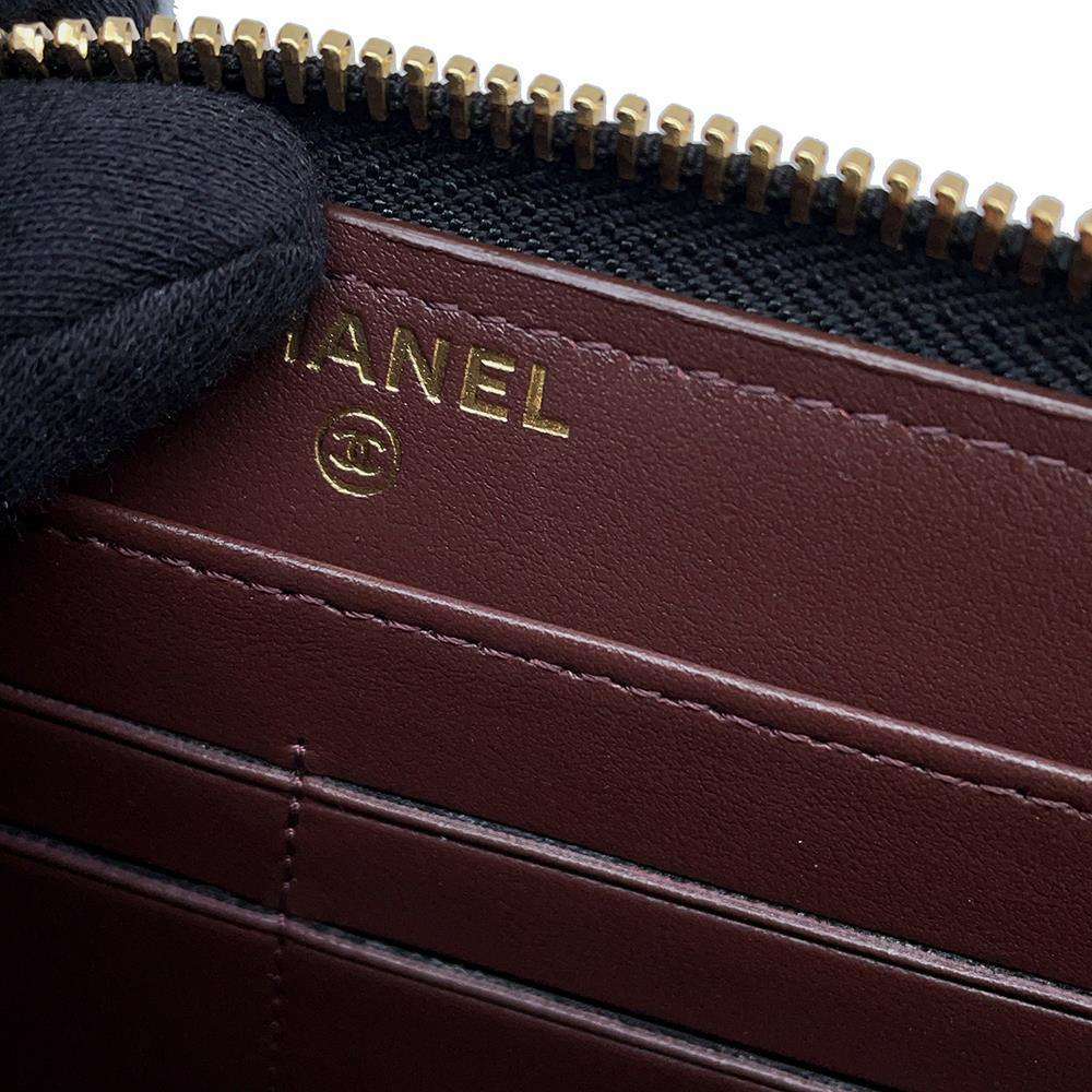 CHANEL Matelasse Zip Around Chozai Cloth BlackA50097 Caviar Leather