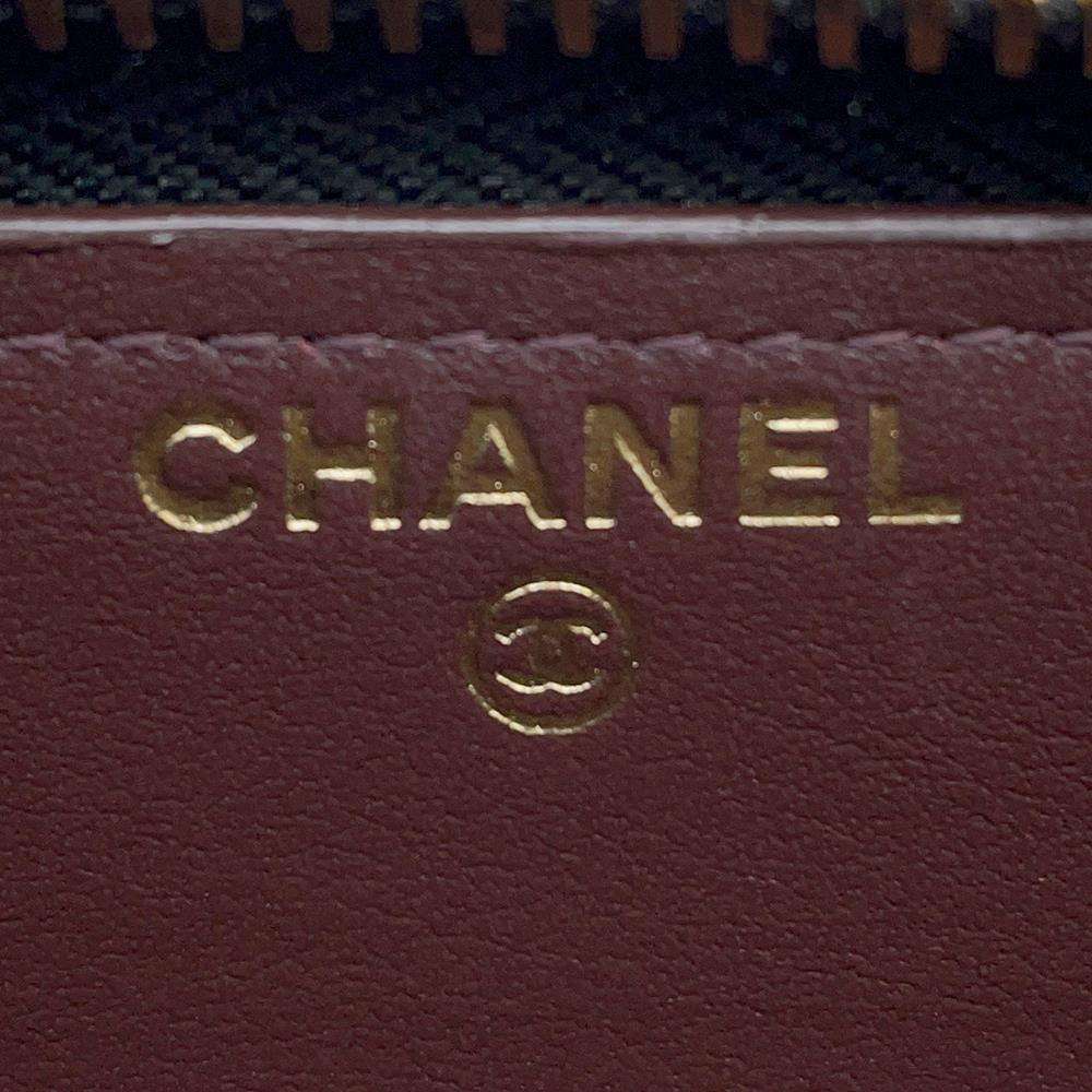 CHANEL Matelasse Zip Around Chozai Cloth BlackA50097 Caviar Leather