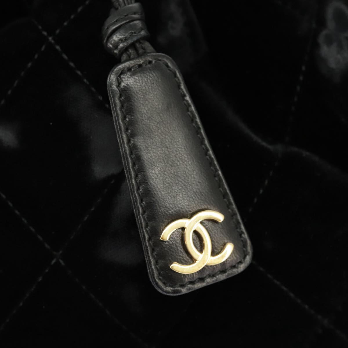 CHANEL Matelasse Hand Bag Velor Black Gold CC 100911