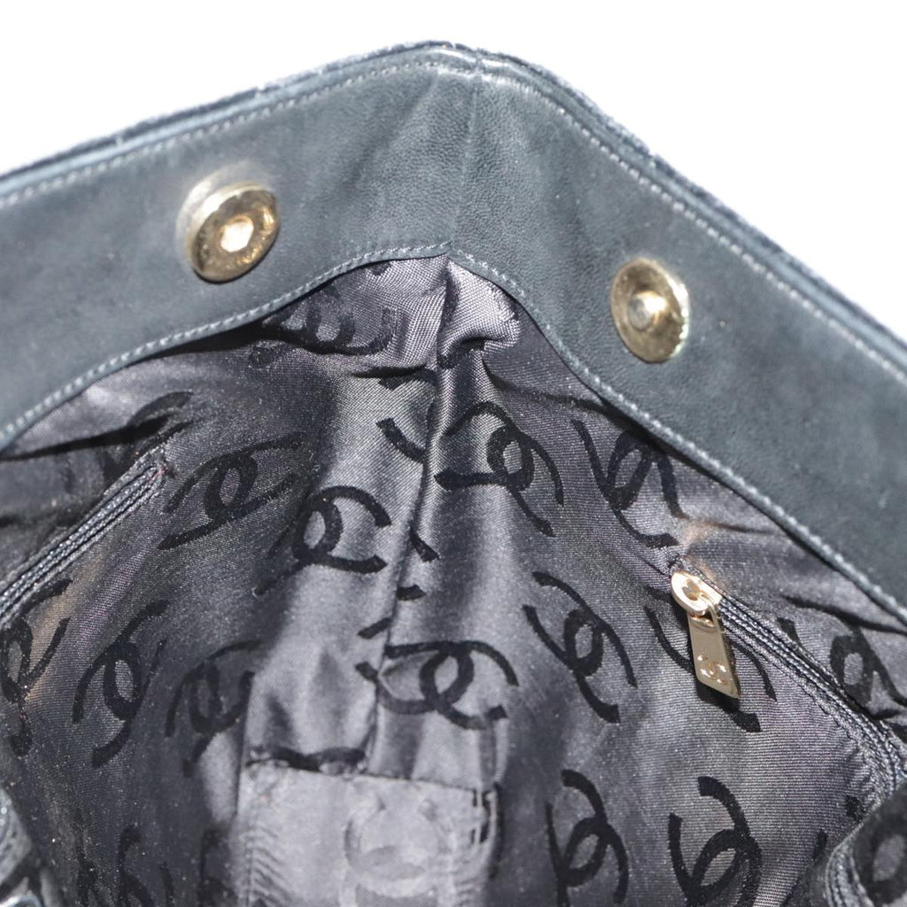 CHANEL Matelasse Hand Bag Velor Black Gold CC 100911