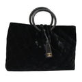 CHANEL Matelasse Hand Bag Velor Black Gold CC 100911