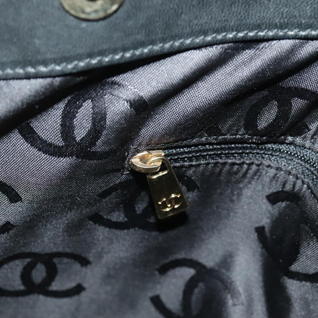 CHANEL Matelasse Hand Bag Velor Black Gold CC 100911