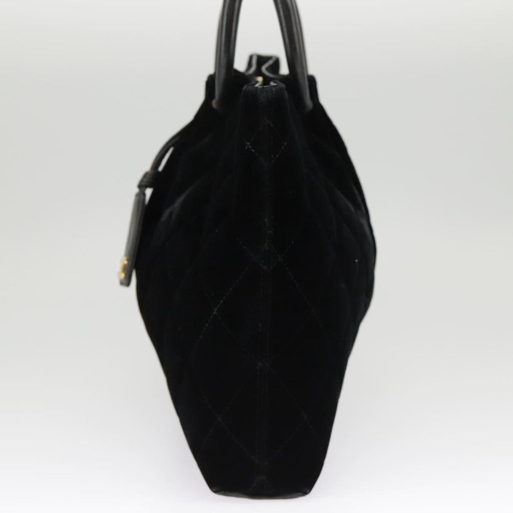 CHANEL Matelasse Hand Bag Velor Black Gold CC 100911