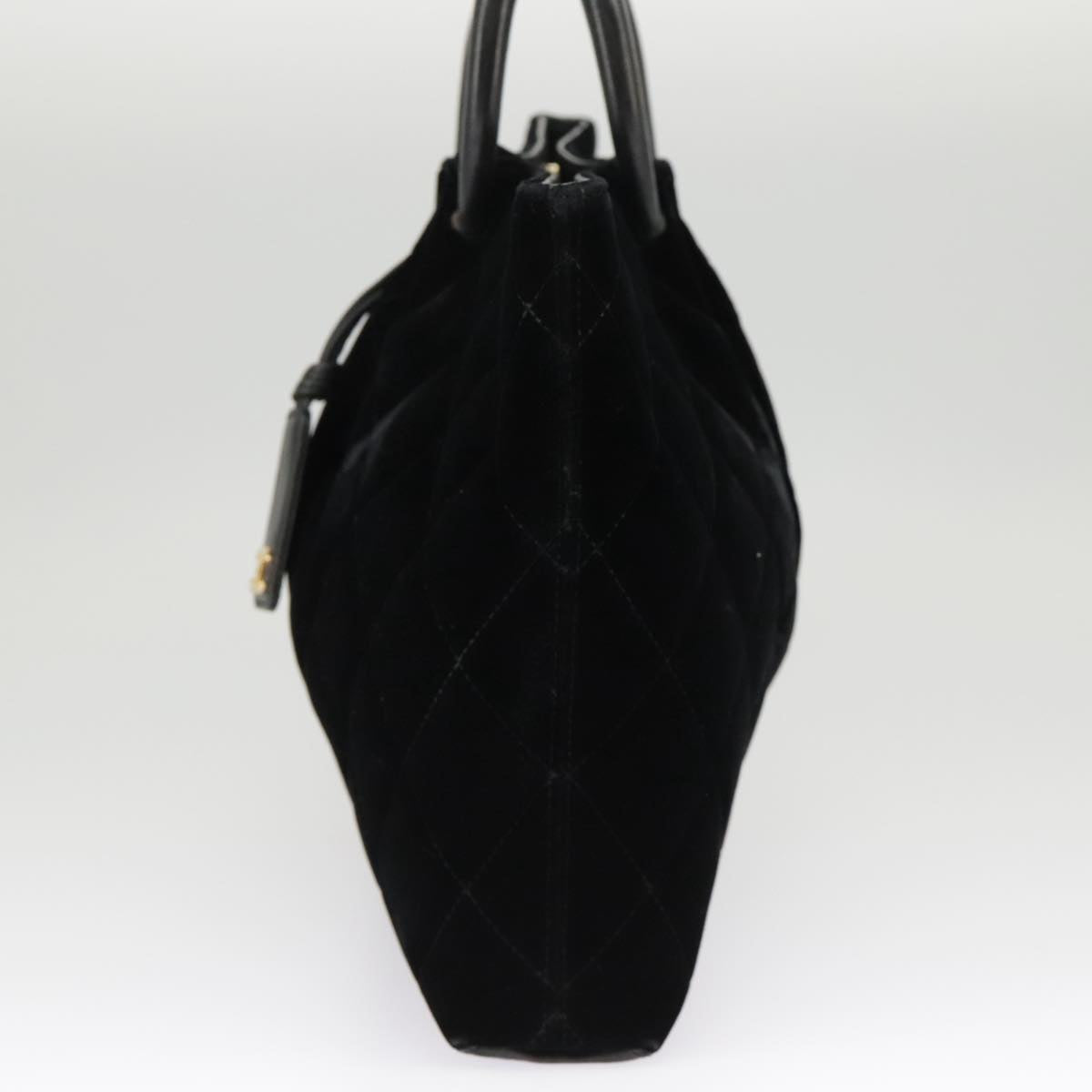 CHANEL Matelasse Hand Bag Velor Black Gold CC 100911