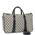 GUCCI GG Supreme Sherry Line Hand Bag PVC 2way Navy Red 39 02 041 100923
