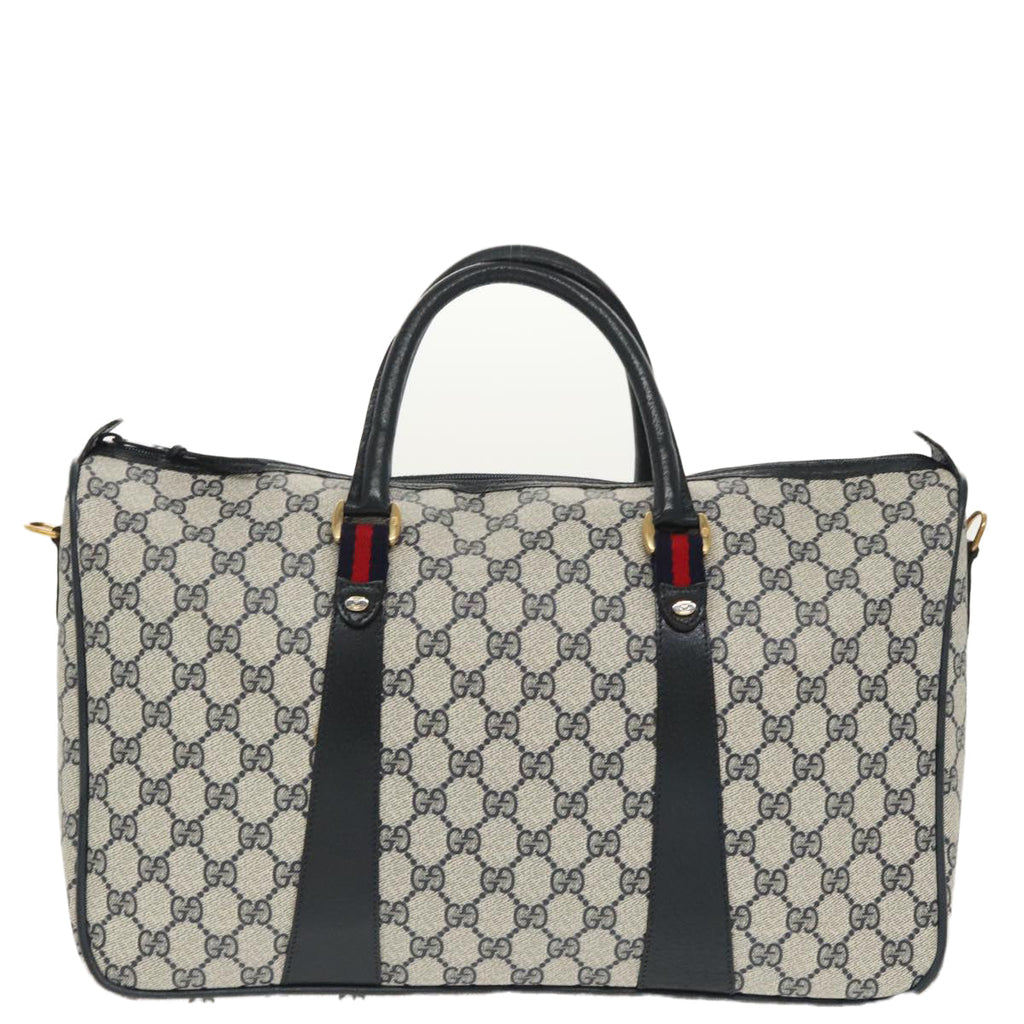 GUCCI GG Supreme Sherry Line Hand Bag PVC 2way Navy Red 39 02 041 100923