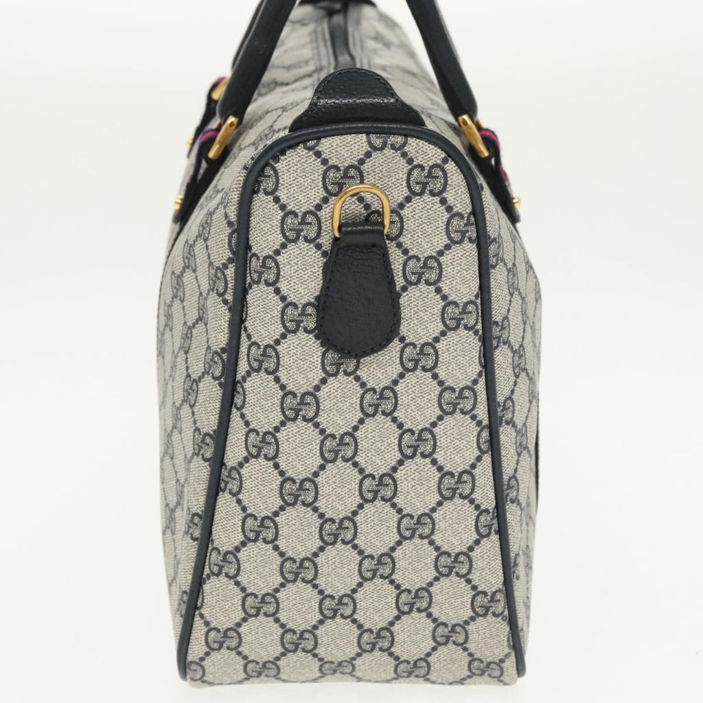 GUCCI GG Supreme Sherry Line Hand Bag PVC 2way Navy Red 39 02 041 100923